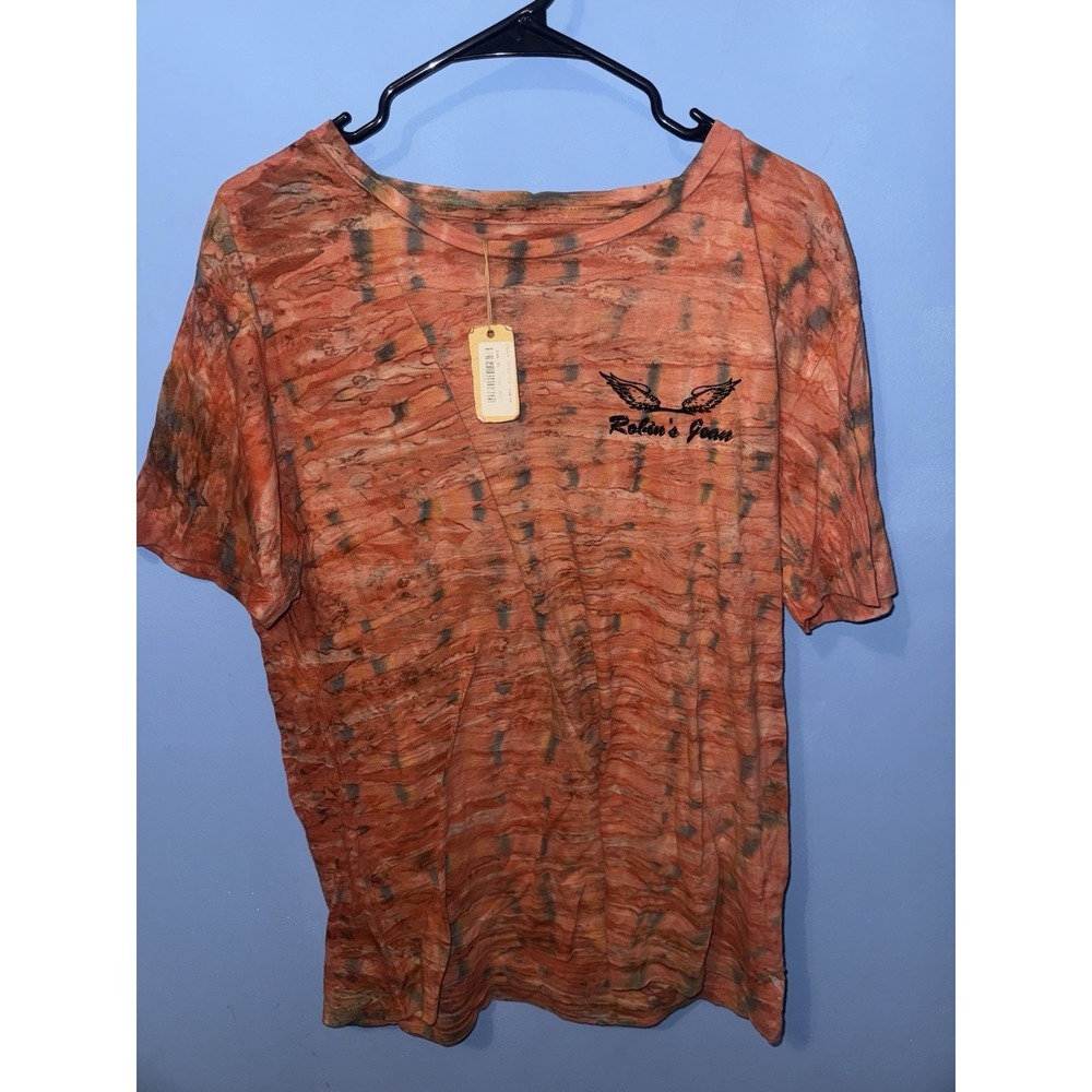 Robin's Jean Mens XL Graphic T Shirt Orange Tie Dye Winged Logo M1403-424 NWT